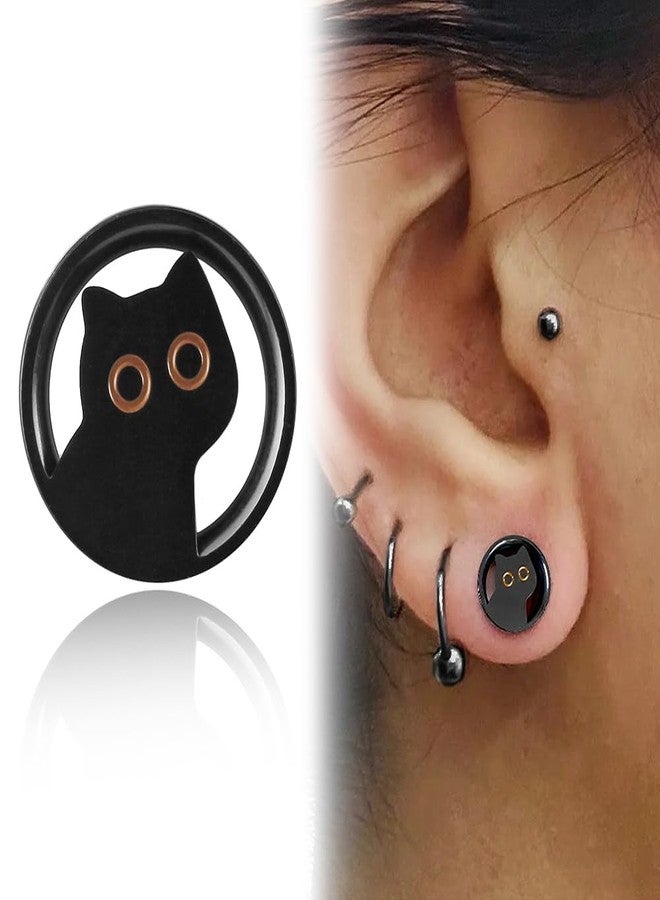 Earblity 2 PCS Black gauges cute cat 00g/10mm Ear Tunnels Plugs 316 Stainless Steel Bld Ear Weight Plugs Hypoallergenic expander Piercing Body Jewelry women and men - Image 5